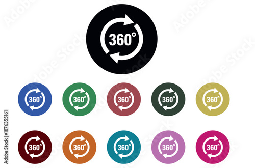 Collection of colorful 360 degree rotation icons for design vector.