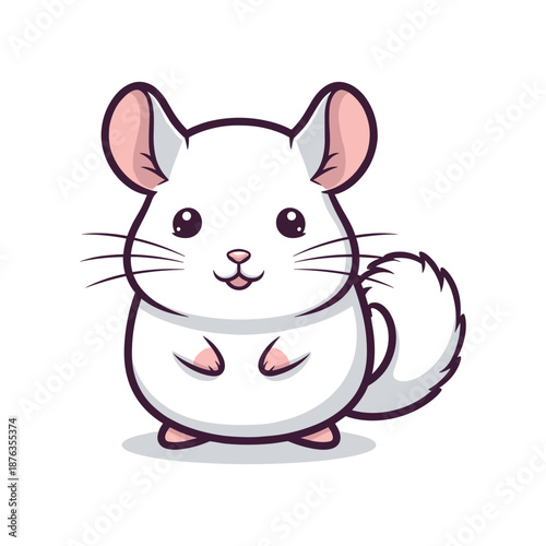 Adorable White Chinchilla Vector Illustration