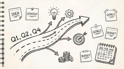 Business strategy and planning concept with goals and budget