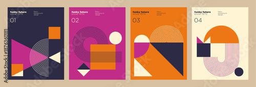 A business brochure cover set in a colorful abstract style. Vector illustration.