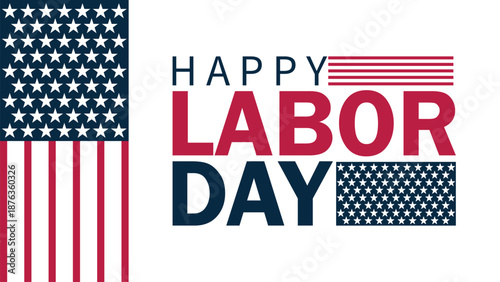 Labor Day USA Celebration Poster with Stars and Stripes. Labor day banner, patriotic background