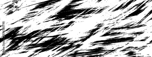 Black and white abstract grunge texture with diagonal chaotic brush strokes distressed ink scratch pattern vector background
