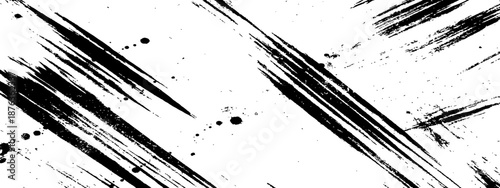 Abstract diagonal brush stroke grunge texture overlay vector Black ink smear distressed background element