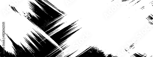 Black and White Abstract Grunge Brush Stroke Texture Background Vector Graphic Distressed Paint Splatter Overlay Design Element