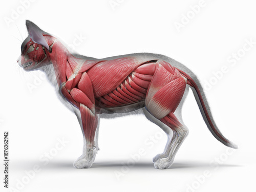 Fotografie A Detailed 3D Depiction Of The Muscular System Of A Cat