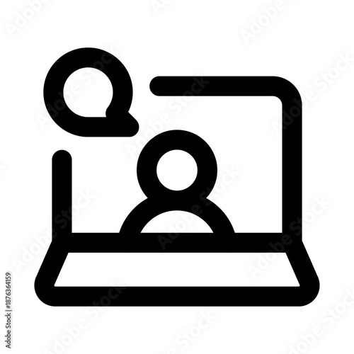 Videocall Modern Line Icon. Professional minimal vector symbol representing online meeting video communication and virtual conversation.