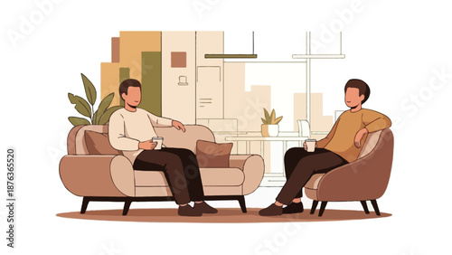 Flat 2D vector illustration of office break time