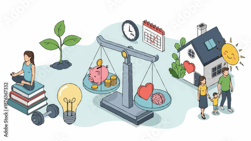 Balancing Life Aspects with Time and Resources.