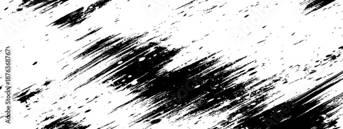 Black and White Diagonal Ink Brush Strokes Grunge Texture Overlay Vector Illustration