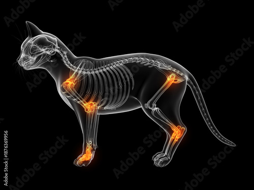 Schilderij op canvas Comprehensive 3D Depiction Showing Feline Joint Pain