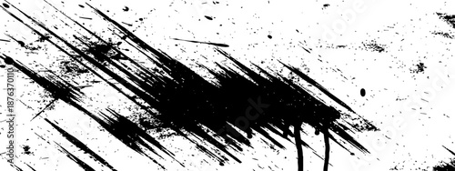Dynamic Black Grunge Ink Splatter and Brush Stroke Texture Background