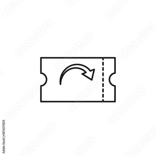 Close-up of a Ticket with Curved Arrow and Perforation Line for Transportation or Event