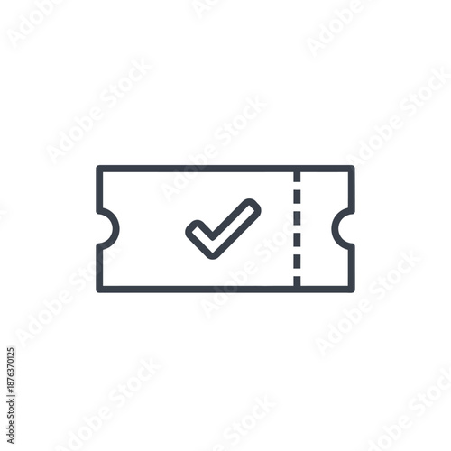 Close-up of a ticket with checkmark symbol representing event entry verification