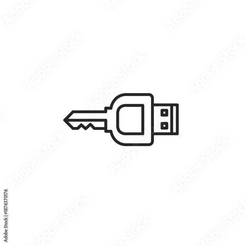 Close-up of a USB Flash Drive with Key in a Modern Digital Workspace