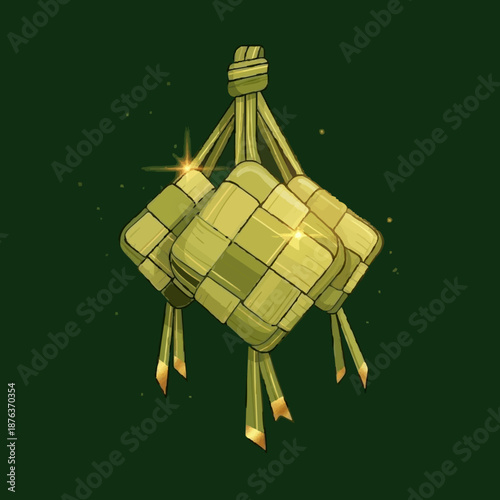 ketupat on green background