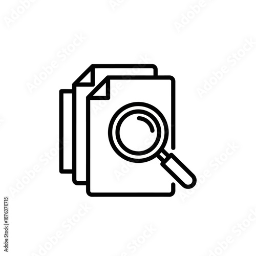 Close-Up of Documents with Magnifying Glass for Research Analysis and Data Review