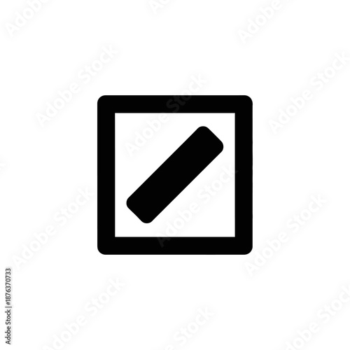 Close-up of Empty Black and White Framed Sign with Diagonal Line for Caution or Prohibition