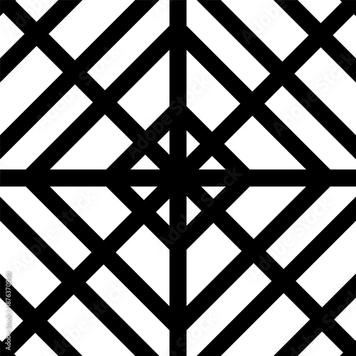 Geometric Black Lattice Pattern With Intersecting Lines For Modern Abstract Design