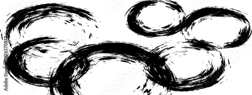 Abstract black grunge ink circles brush strokes vector background