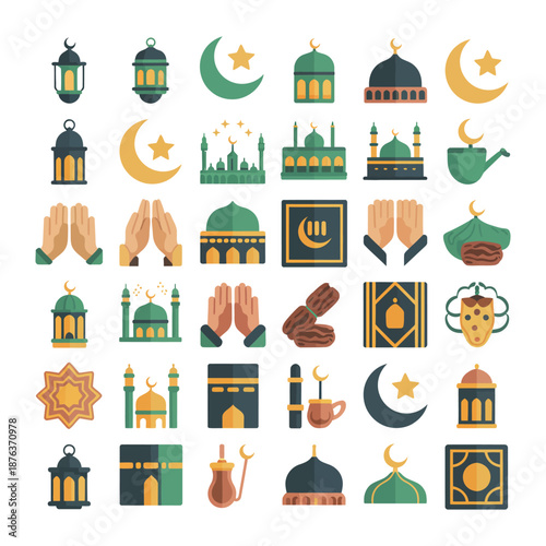 Islamic Symbols and Icons: A captivating collection of meticulously crafted Islamic symbols and icons, ideal for celebrating Islamic culture and the holy month of Ramadan.