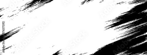 Black ink grunge paint brush stroke border frame distressed diagonal texture background vector illustration