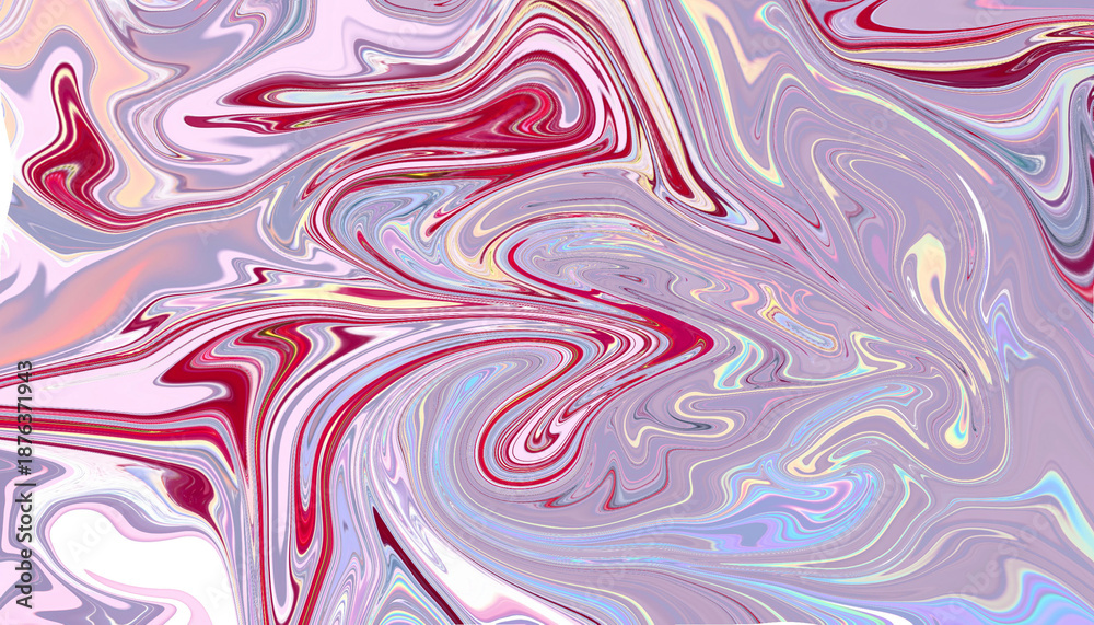 Obraz premium Abstract liquid paint texture in dreamy lavender and soft red tones.