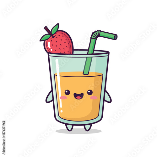 Strawberry Smoothie Cartoon Character Illustration