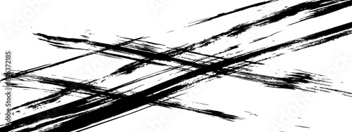 Vector Black Ink Brush Strokes X Shape Grunge Texture Artistic Background Element
