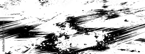 Dynamic Black Ink Brush Strokes Grunge Texture Overlay Background