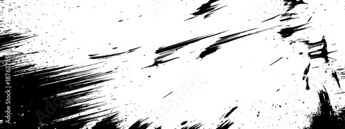 Abstract black ink grunge dynamic splash texture background vector distressed brush strokes overlay element