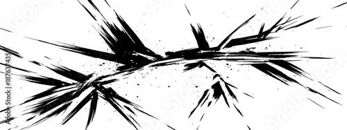 Dynamic grunge ink splatter abstract background sharp black brush strokes and debris explosion effect