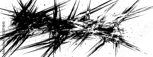 Aggressive black grunge paint splash abstract explosion distress effect vector element