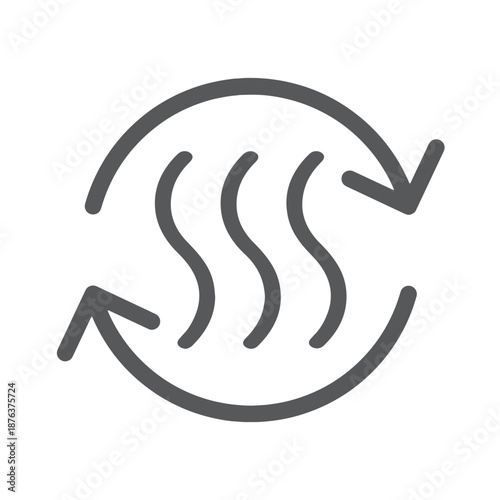 Air circulation balance line icon, sustainable loop steam emission, icon. 