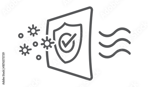 Micro clean air filtration, icon, vector.