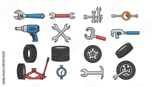 Collection of Automotive Tools and Parts.