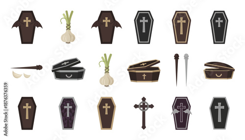 Collection of Coffins and Funeral Accessories.