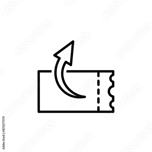 Creative Ticket Stub with Curled Arrow Icon for Event or Entertainment Concepts