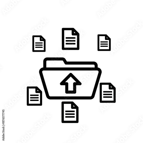 Digital File Upload Icon Showing Cloud Storage and Data Transfer
