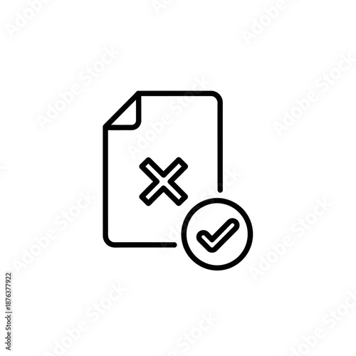 Document Declined or Cancelled Icon with Checkmark for Errors or Rejections