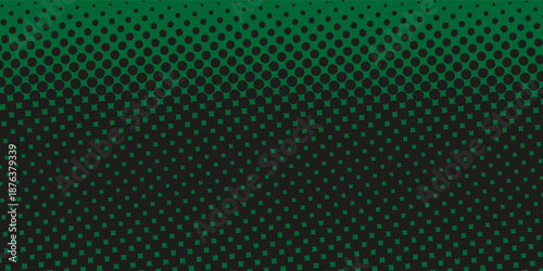 Digital green pixel pattern background with glowing squares - cyber grid for game interface, tech wallpaper, streaming overlay and futuristic design project with neon mosaic texture on dark surface.