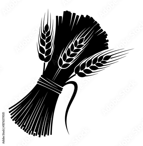 Wheat Sheaf Silhouette - Minimalist Vector Illustration