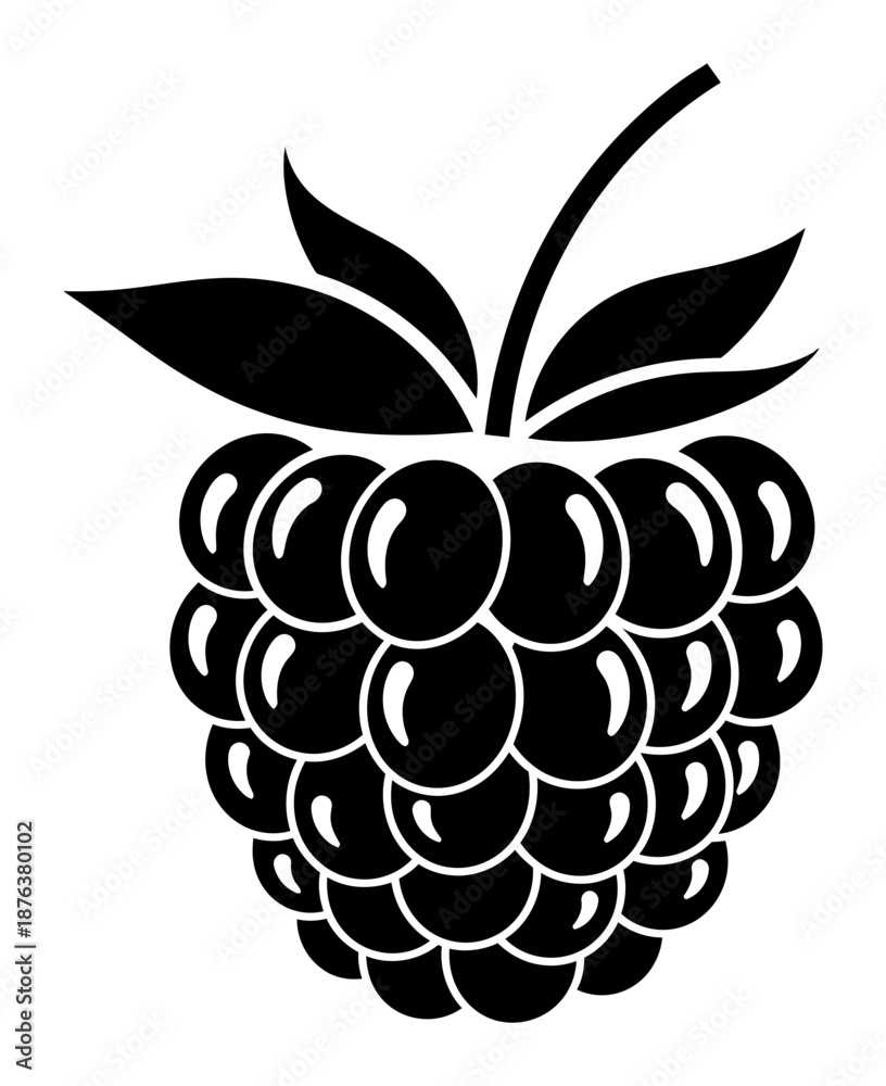 Obraz premium Raspberry Silhouette - Minimalist Vector Illustration