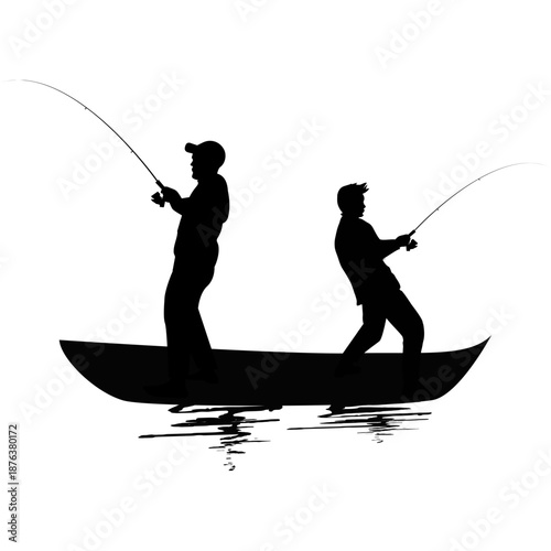 silhouette of a fisherman with fishing rod
