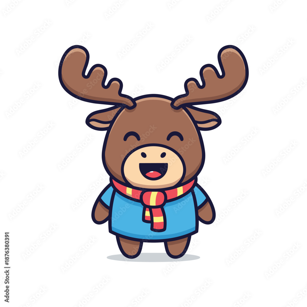 Naklejka premium Cartoon Moose Character Illustration