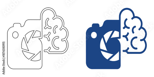 Artificial Intelligence Camera Icon - Smart Photography Brain and Machine Learning Imaging Symbol