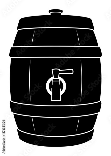 Keg Beer Silhouette - Minimalist Vector Illustration