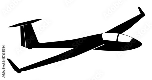 Glider Plane Silhouette - Minimalist Vector Illustration