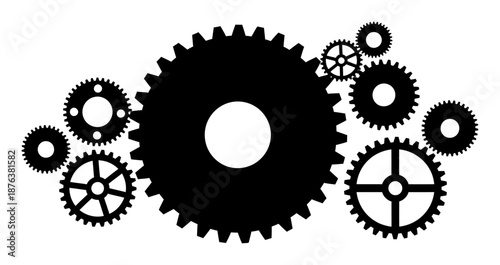 Gear Settings Icon - Minimalist Vector Silhouette