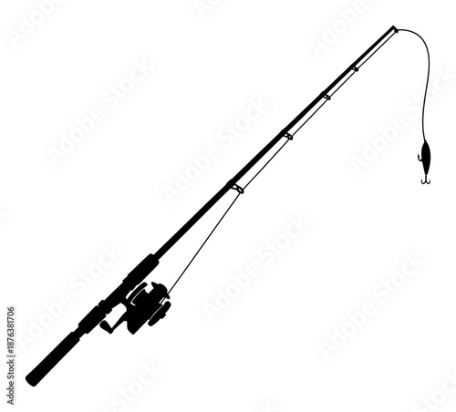 Foto Fishing Rod Silhouette - Minimalist Vector