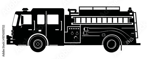 Firetruck Silhouette - Minimalist Vector Illustration
